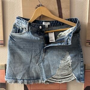 TopShop - Distressed Denim Mini Skirt